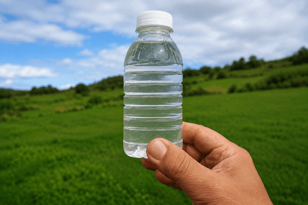 Crystal clear drinking water after purification treatment ready for safe consumption.
