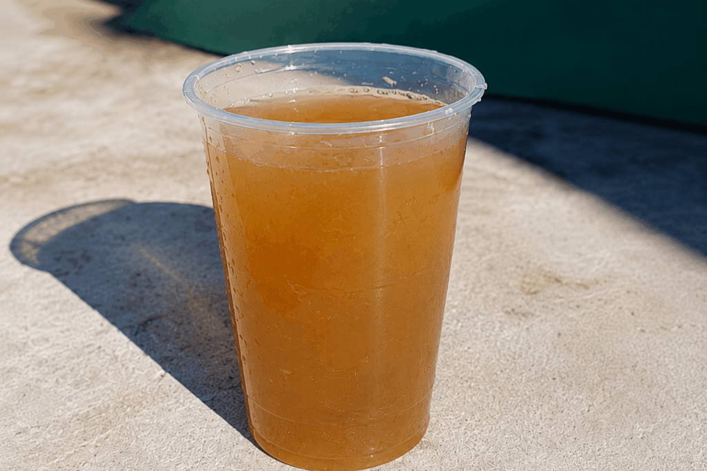 Dirty muddy water before purification treatment showing contaminated untreated water.